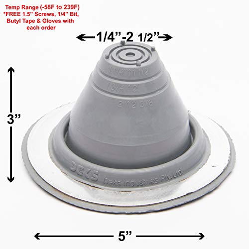Eagle 1 Epdm Flexible Roofing Pipe Flashing Boots - On Site Adjustable Roof Pipe Jack Boot With Round Base (Standard Gray, 1) #TOP1