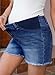 BLENCOT Maternity Jeans Shorts for Women Mid Waisted Frayed Hem Stretchy Denim Shorts Comfy Pregnancy Summer Clothes Fashion 2026 Dusk Blue Large