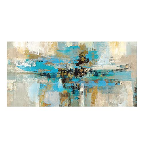 Affiche nordique bleue abstraite pour décorer un salon moderne avec cette toile 30x60cm
