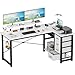 Devoko Scrivania Angolare 160x80 cm, Tavolo A L Reversibile con 4 Cassetti...