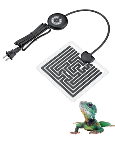 Pawfly 5 W Reptile Heat Pad with Thermostat 5.9 x 5.5 Inch Reptile Heating Pad Under Tank Terrarium Reptile Heat Mat for Turtles Frogs Snakes Lizards Geckos Hermit Crabs & Spiders