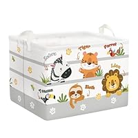Clastyle Large Cute Animal Zebra Kid Laundry Hamper with Handle for Boy Girl Collapsible Tiger Lion Clothes Toy Storage Basket with Lid for Bedroom Bathroom Nursery