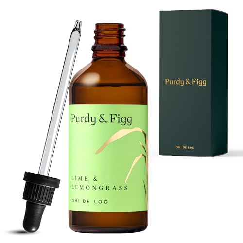 Purdy & Figg | Oh! de Loo Toilet Freshener | 90ml | Lime & Lemongrass Natural Air Freshener Spray | Odour Eliminator for Bathroom & Home | Essential Oil-Based Deodoriser | Uplifting Citrus Scent.