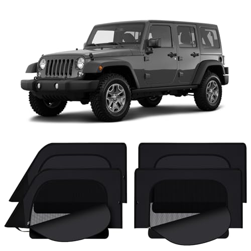 XCBYT 2007-2018 Wrangler Sunshade Dual Purpose Car Window Covers with Breathable Mesh Insulate Heat 99% Sun UV Blackout Keeps Cool Privacy Curtains for Breastfeeding, Napping, Dressing, Camping