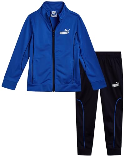 PUMA Boys Pants Set - 2 Piece Lightweight Tricot Zip Up Toddler Boys Sweatshirts and Boys Sweatpants Kids Clothing Set (2T-7)