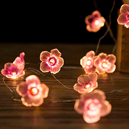 Onemore 30FT3AA Flower String Lights Fairy Pink Cherry Blossom String Lights Battery Operated 10Ft 30 Leds For Kids Girls Bedroom, Christmas, Spring, Garden, Wedding, Indoor Outdoor Decoration thumb #3
