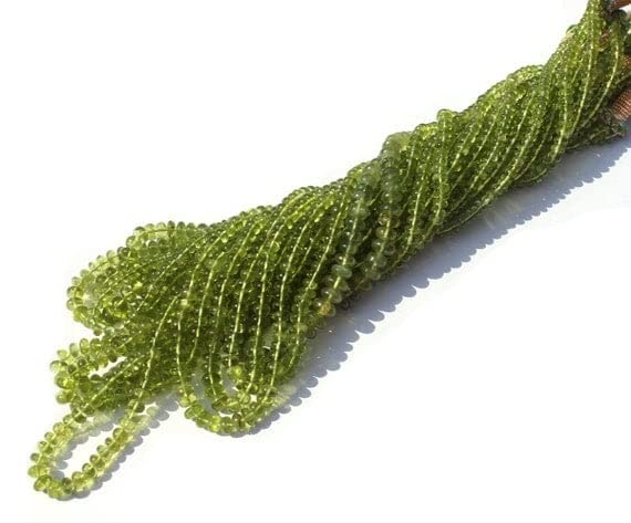 Peridot pierre naturelle perles rondelles lisses 4-6mm pour creation bijoux