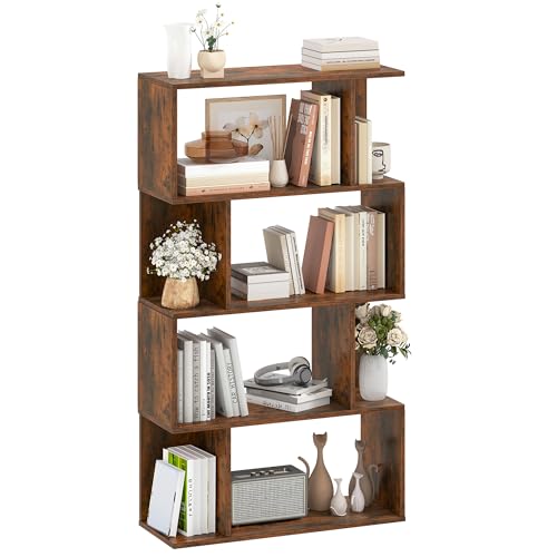 YITAHOME Bücherregal, 5-stöckiges Standregal, Industrieregal mit offenen Regalen, stehendes Lagerregal, Holz-Display-Aufbewahrungsregal für Schlafzimmer, Wohnzimmer, Home-Office, Vintagebraun