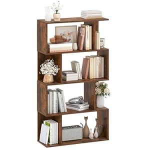 YITAHOME Bookcase, 5 Tier Bookshelf Industrial Shelving Unit with Open Shelves Standing Book Shelf Wooden Display Storage Rack for Bedroom Living Room Home Office, Rustic Brown