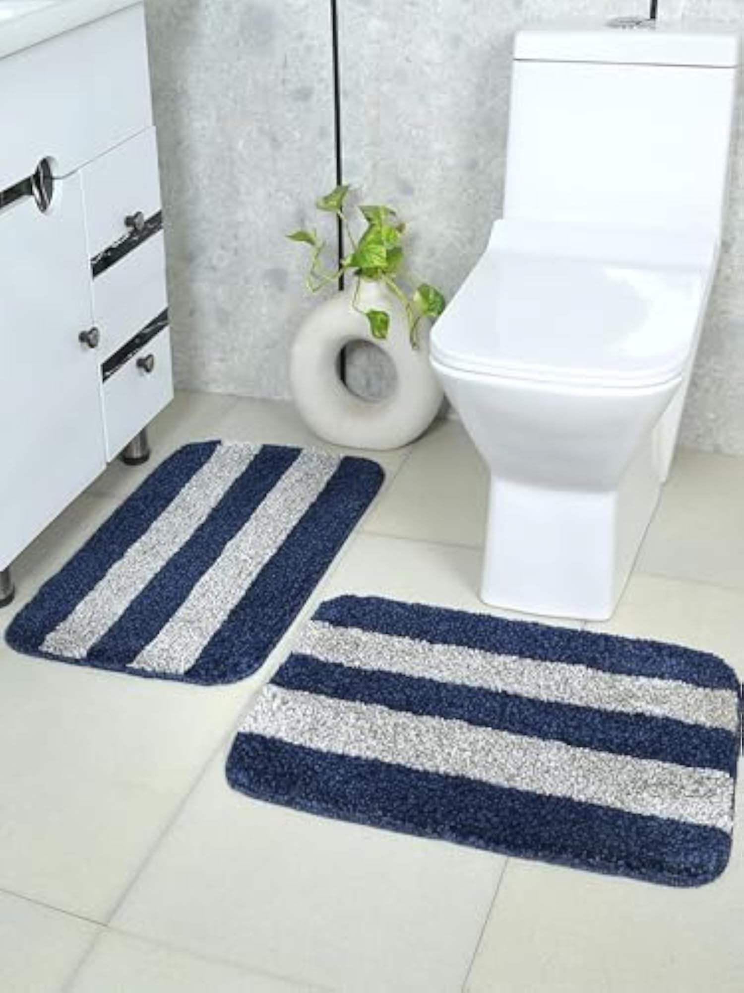 Microfiber Soft Antiskid Bathmat 2Pc, Blue