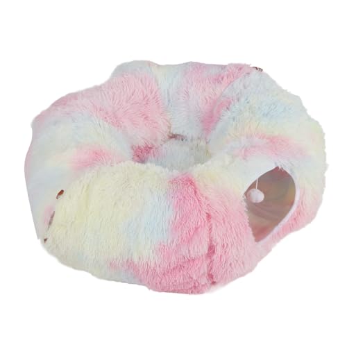 Cama de Túnel para Gato Soft Confortável Colorido Com Pingente de Bola para Playground Interno para