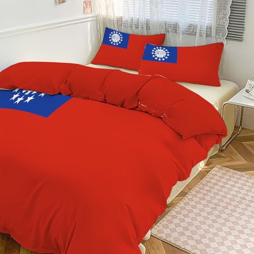 Housse de couette Myanmar 3D en microfibre douce avec fermeture éclair