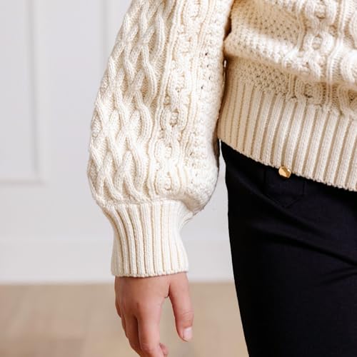 Image of Hope & Henry Girls Cable Front Pullover Sweater