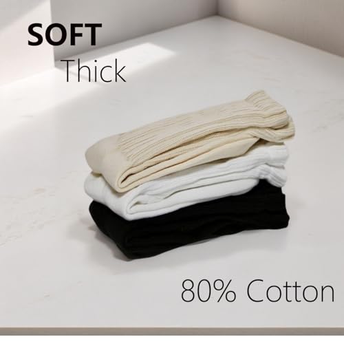 Image of Womens Slouch Socks Cotton Calf Socks Cream Scrunchy Retro Solid Crew Socks