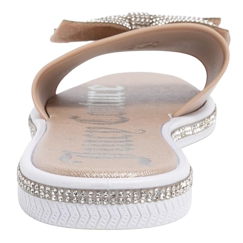 Image of Juicy Couture Women's Slide Sandals - Glitter Bling Open Toe Sparkle Flats - Dressy Summer Casual Footwear