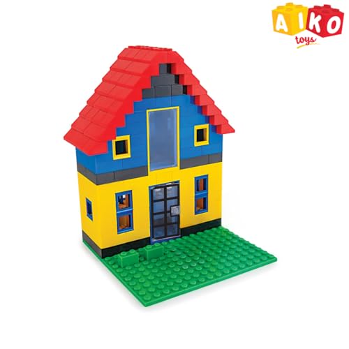 Image of AIKO Town House Set No.5 | 240 Premium ABS Plastic Building Blocks | Multi-Colour Construction Toy for Kids | STEM Educational Blocks with Idea Book | Best Gift for Boys & Girls