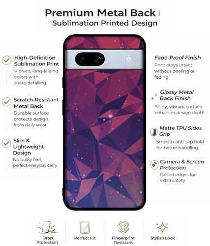Image of Bad Color Shape Design Premium 2D Printed Metal Back Case Cover for Google Pixel 7A 5G, Purple