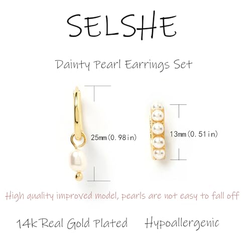 Gold-Hoop-Earrings-for-Women-14k-Gold-Cartilage-Earring-set-Hypoallergenic-Drop-Pearl-Earrings-Dainty-Gold-Stud-Earrings-Small-Gold-Huggie-Hoop-Earrings-for-Women-Trendy-Gold-Jewelry