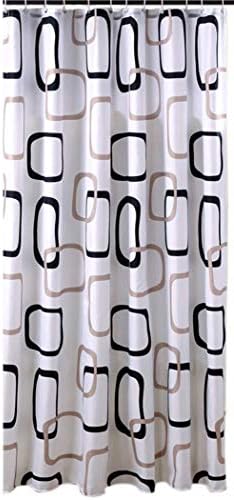 Shower Curtains, Square Circles_Rings Shower Curtain 78 x 92 Inches, Black and White Gray/Grey Bathroom_Shower_Bath Curtains