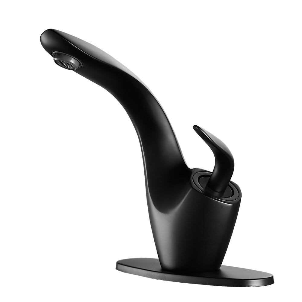 HCFYAUIS Black Brass Basin Faucets Creative Deck Mounted Water Sink Faucet with Cover Bathroom Taps Mixer Tap for Bath