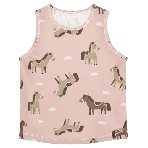 J JOYSAY Cartoon Horse Pink Boys Tank Top Sleeveless Muscle Shirts Quick Dry Active Workout Sport Kids T-Shirts 3-15T