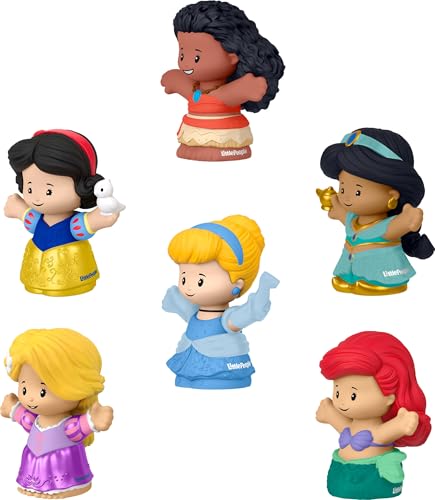 Image of Fisher-Price Little People Disney Princess, 6 Figures Ages 18+ Months | 6 characters included: Moana, Ariel, Snow White, Rapunzel, Cinderella, Jasmine, toddler-safe plastic