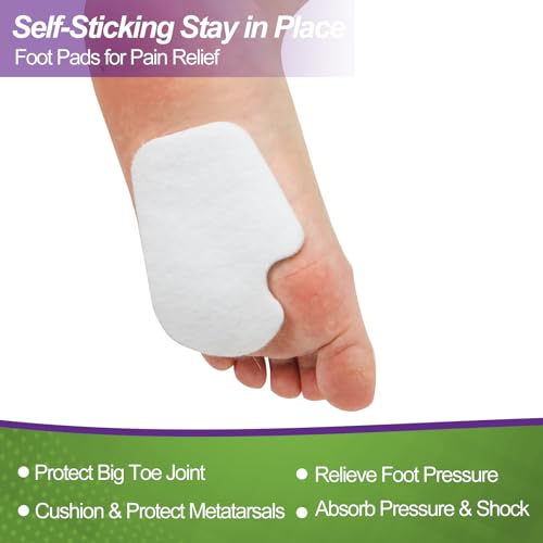 Image of Cutecrop 20 Pcs Sesamoiditis Pads, 1 /4 inch Thick Dancers Pads for Ball of Feet Pain Thick Adhesive Skived Felt Callus Sesamoiditis Relief Forefoot Cushion Pad Ball of Feet Pain(White,Left)