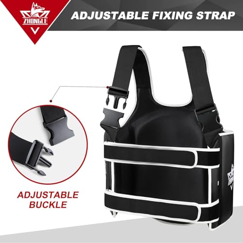ZHONGLE Boxing Chest Protector Adjustable MMA Taekwondo Muay Thai Chest Protector, Boxing Training Heavy fist, Adjustable Shield, Martial Arts Upper Abdomen Protective pad, Taekwondo