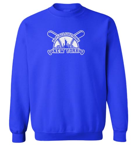 Haase Unlimited No Place Like Home - New York Baseball Youth Fleece Crewneck Sweater (Royal Blue, Large (Youth))