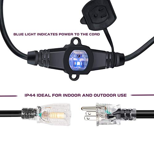 Kutatek 30Ft 14/3 Multi-Outlet Heavy Duty Extension Cord, 6 Outlets Evenly Spaced Every 5Ft,Indoor/Outdoor Christmas Lighting, Holiday Decorations, Uplighting, Stage Backlines,Ul Listed #TOP2