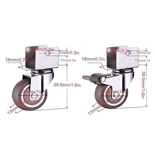 Roulettes robustes 25mm avec frein pour meubles et petits chariots - 3