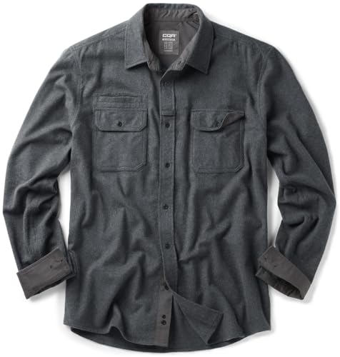 CQR Men's 100% All Cotton Button Down Flannel Shirts, Long Sleeve Brushed Warm Soft Casual Outdoor Plaid Shirt