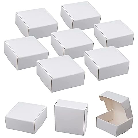 Sdootjewelry Small Gift Boxes, 1.57’’ × 1.57’’ × 0.98’’ Kraft Gift Boxes Bulk, 100 Pack Ring Boxes Bulk, Small Cardboard Boxes for Jewelry Packaging, White Cover