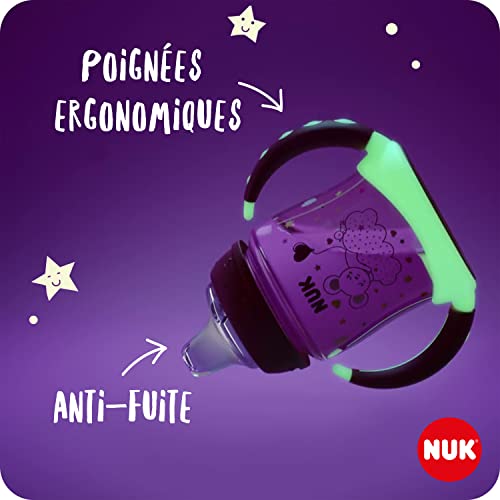 NUK First Choice Sippy Cup Night | 6-18 mois | 150 ml | Brille dans le noir | Poignées et bec orthodontique en silicone | Anti-fuite | Anti-colique | Sans BPA | Vert – vue 3