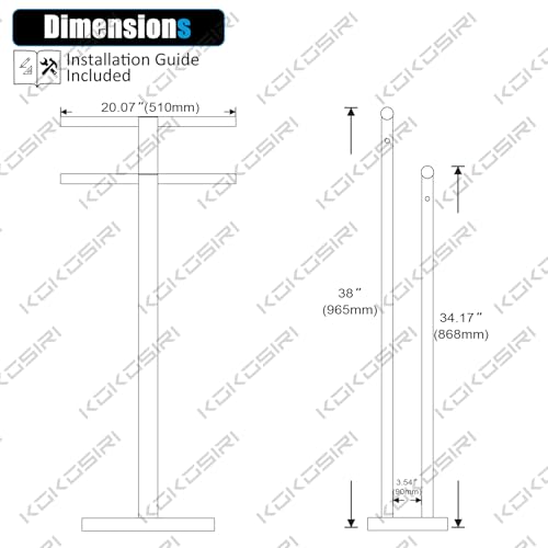 Image of KOKOSIRI Standing Towel Rack for Bathroom Floor 2-Tier Towel Holder Free Stand with Heavy Marble Base Thicken Steady Champagne Bronze Stainless Steel THS0005-CPG