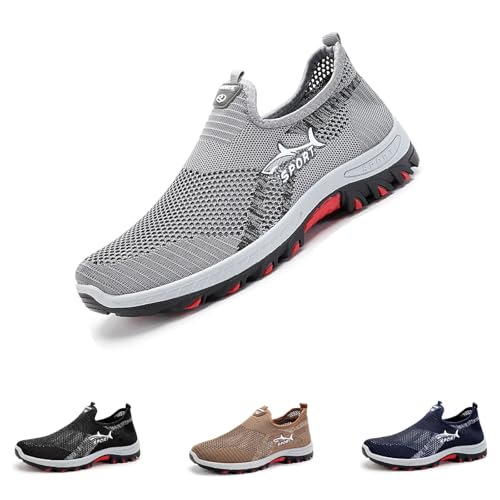 Jarvs Cooling Comfort Sneaker, Summer Breathable Comfy Mesh Soft Bottom Slip on Walking Shoes for Men