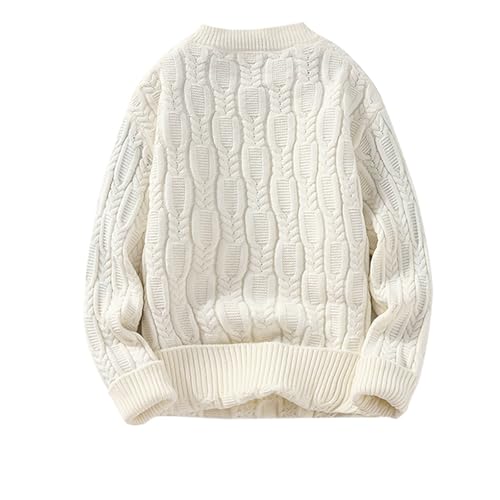 Mens Oversized Cable Knit Sweater Crew Neck Long Sleeve Pullover Sweater Fall Casual Sweaters 20252