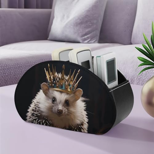 Boîte de rangement pour télécommande en cuir hérisson à 5 compartiments - 6