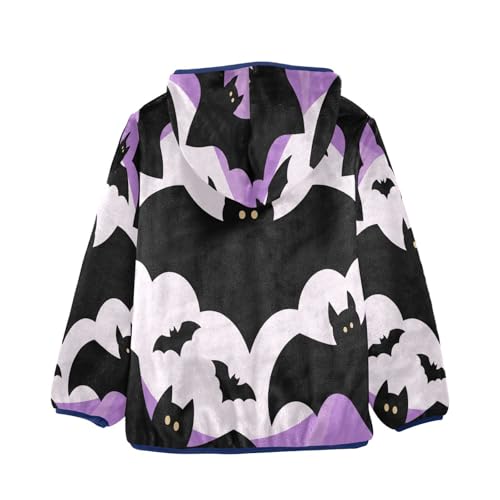 Bats Flying Against Purple Background Toddler Fleece Jacket Girl Boys Hooded Fleece Jacket Coat Warm2