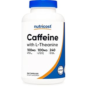 Nutricost Caffeine with L-Theanine, 100mg of Each, 240 Capsules, 240 Servings – Non-GMO and Gluten Free