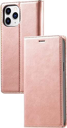 Étui antichoc TPU iPhone 13 Pro porte-cartes en cuir véritable rose GUMMMY