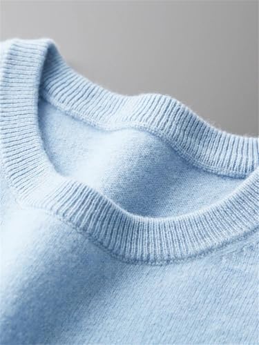 Men's 100% Merino Wool Sweater O Neck Pullover Tops Fall Winter Solid Color Basic Sweater4