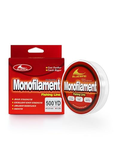 Image of BLUEWING Monofilament Fishing Line Clear Mono Fish Wire Thin Diameter String 6-400 lbs, 50-3000 Yards