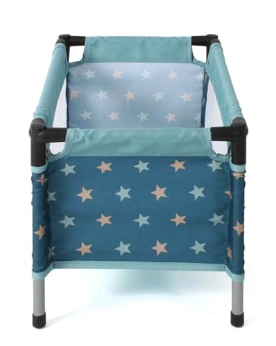 Bayer Chic 2000 - Reisebett für Baby-Puppen bis 48 cm, Puppenbett, Puppenreisebett, Puppenmöbel, Puppenzubehör, Sternchen, türkis