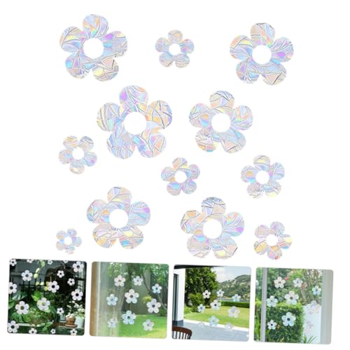 Stickers statiques anti-collision fleurs colorées vitres 18pcs