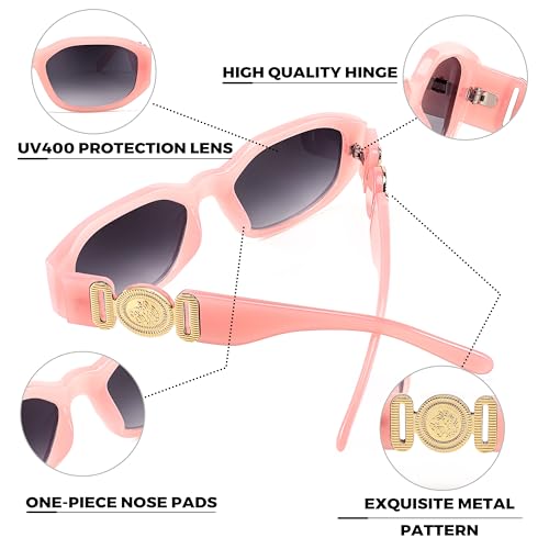 Image of FEISEDY Retro Trendy Rectangle Sunglasses Women Men Narrow Shades B2322 | |Vintage Shades |UV400 Protection |Blocks Glare |Women & Men |Comes With A Storage Case