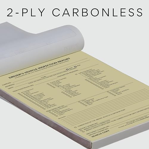 Detailed Driver Vehicle Inspection Report Book – 35 Sets of Forms Per DVIR Inspection Book, 2 Ply Carbonless, 5.5" x 8.5", Pre Trip Inspection Book for Truckers, FMCSA Compliant, Easy Tear-Out