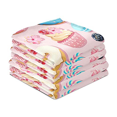 Cupcakes Donuts Flowers Kitchen Towels Macaron Lollipop Dishcloths Set 1 Pack Hand Dish Towel Tea Bar Towels 18 X 28 In Cleaning Cloths Soft Absorbent Fast Drying For Cooking Baking #TOP5