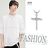 INFINIONLY Mens Stainless Steel Cross Necklace Pendant: Fashion Silver Pendant for Teenager - Creative Nail Cross Necklaces with 55cm Chain - Novelty Jewellery #5