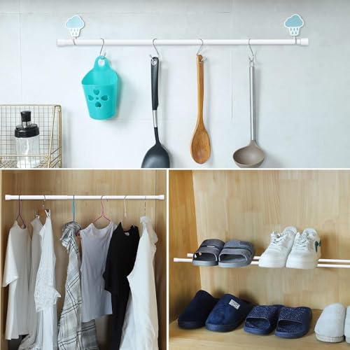 Image of AIZESI Spring Tension Rods Adjustable Tension Curtain Rod Small Tension Rod No Drilling Expandable Spring Loaded Curtain Tension Rod(White,18 inch to 28 inch-4Pcs)